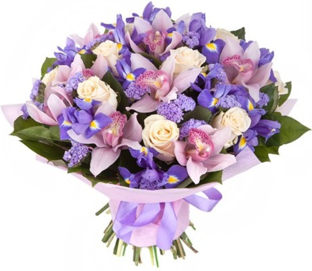 Букет из орхидей и ирисов Букет «Звездная ночь»